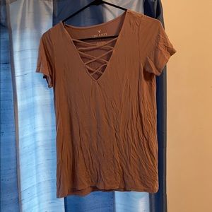 Pink soft and sexy criss cross AE shirt